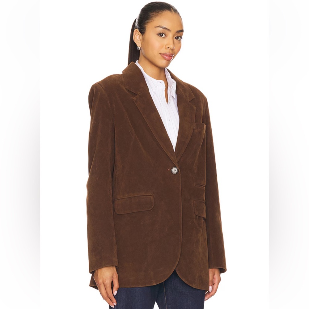 Free People We The Free Paper Cut Faux Suede Blazer Sz L Oversized Boxy - Picture 4 of 15